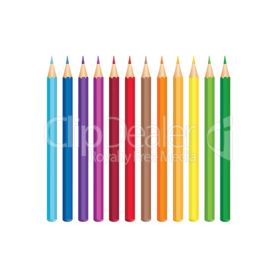 Colored pencils, isolated over white background. Vector colour p