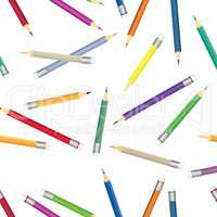 Colorful pencils pattern. Seamless texture with multicolored pen