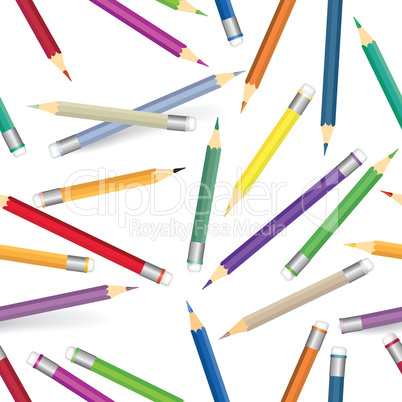 Colorful pencils pattern. Seamless texture with multicolored pen
