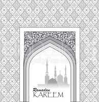Ramadan background.  Muslim architectural building silhouette vi