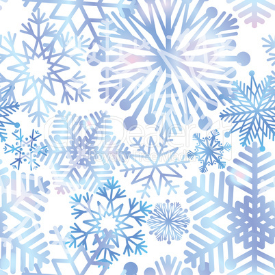 Snow background. Snowflakes texture. Blue snow falling on white