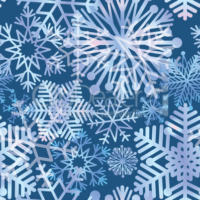 Snow background. Snowflakes texture. Blue snow falling on white