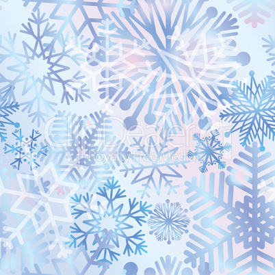 Snow tiled pattern. Snowflakes textured background. White snow f