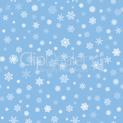 Snow background. Snowflakes texture. Blue snow falling on white