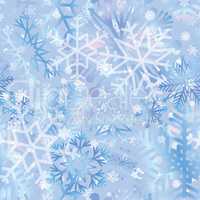 Snow tiled pattern. Snowflakes textured background. White snow f