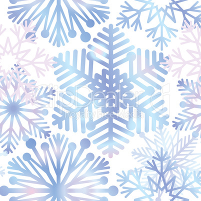 Snow background. Snowflakes texture. Blue snow falling on white