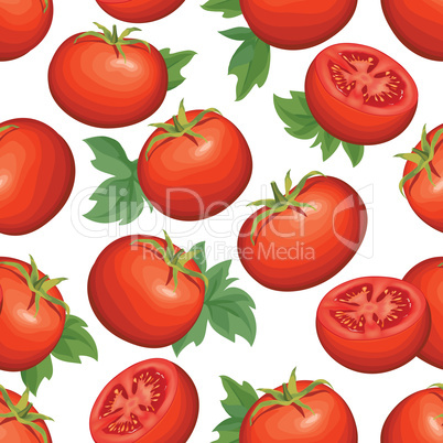 Tomato over white background. Vegetable seamless pattern. Autumn