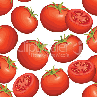 Tomato over white background. Vegetable seamless pattern. Autumn