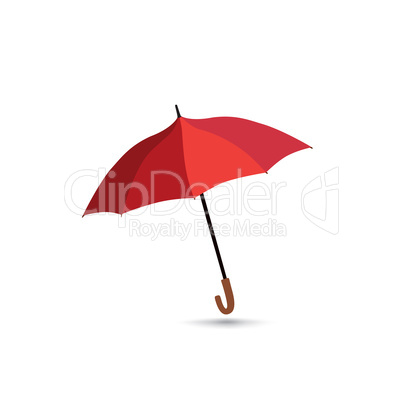 Umbrella isolated over white background. Red opened umbrella. Ve