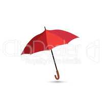 Umbrella isolated over white background. Red opened umbrella. Ve