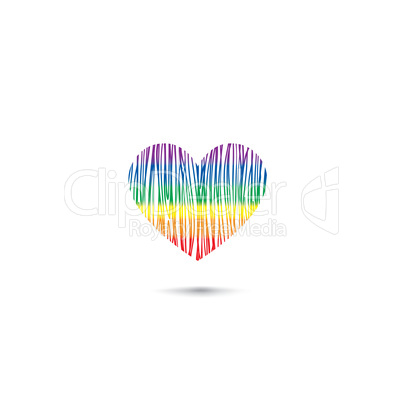Love heart card  in lgbt colors. Pencil draweing sketch heart ic
