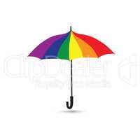 Umbrella in rainbow colores isolated over white background. Summ