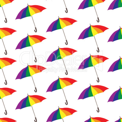 Umbrella pattern. Rainbow colored parasol seamless ornament. Lgb