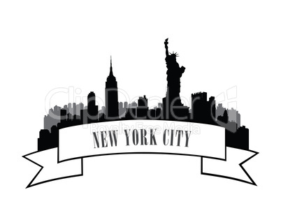 New York, USA skyline sketch. NYC city silhouette with Liberty m