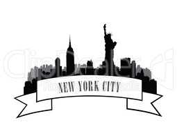 New York, USA skyline sketch. NYC city silhouette with Liberty m