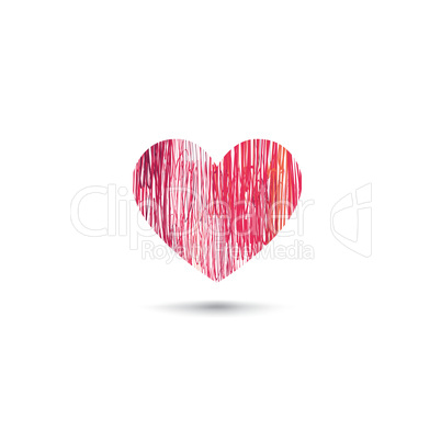 Love heart card. Pencil drawing sketch heart icon isolated over