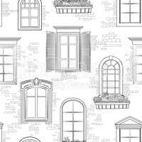 Window pattern. Different architectural style of windows doodle