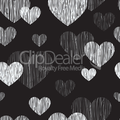 Love pattern. Happy Valentines day card. Love heart pencil sketc