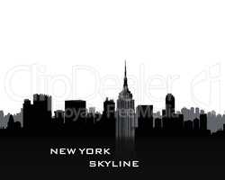 NYC cityscape. Urban city skyline silgouette over white baackgro