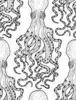 Octopus seamless pattern Sea Monster ornament Marine life tiled