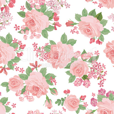 Floral bouquet seamless pattern. Flower posy background. Floral