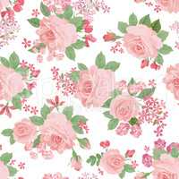 Floral bouquet seamless pattern. Flower posy background. Floral