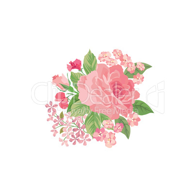 Floral bouquet isolated over white background. Flower rose posy.