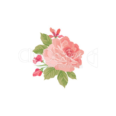 Floral bouquet isolated over white background. Flower rose posy.