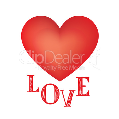 Love heart greeing card. Painted red heart, vector element for y