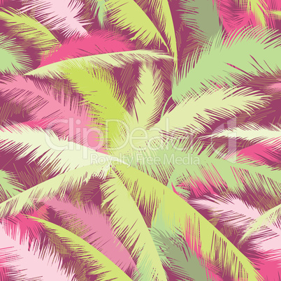 Floral pattern with palm tree leaves. Summer nature tropical orn