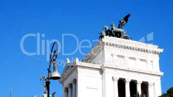 tracking shot on Vittoriano's monument from behind, Piazza Venezia, Rome