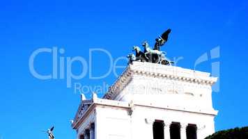 tracking shot on Vittoriano's monument from behind, Piazza Venezia, Rome