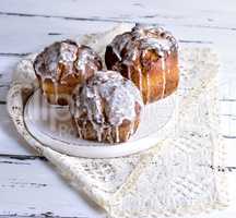 baked Easter cake with white lemon glaze