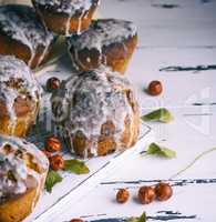 baked Easter cake with white lemon glaze