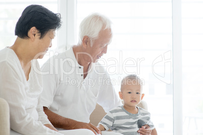 Grandparents and grandson at home