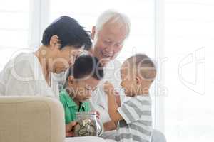 Family saving money and banking