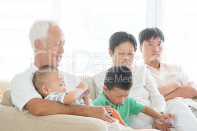 Asian family at home