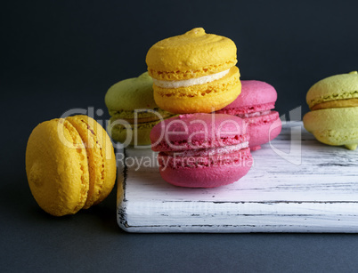 multicolored baked cakes of almond flour macarons