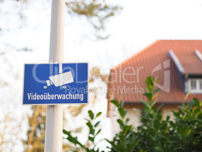 Video surveillance, German words on a sign