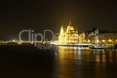 Hungarian Parliament in Budapest at night