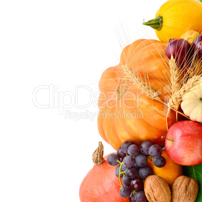 Fruits and vegetables isolated on a white background.