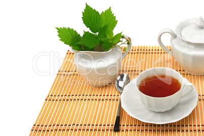 Set for tea isolated on white background.