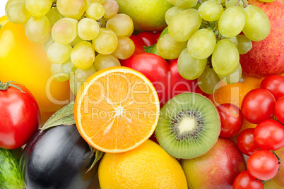 Beautiful background of set of vegetables and fruits.