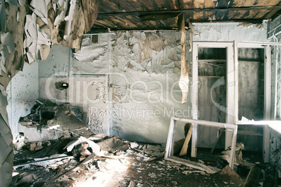 ruins of an old house with window light