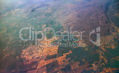 Indian air travel. Regulary fields in valley of foothills of Himalayas