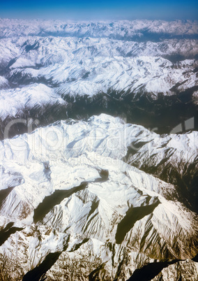 View spring Karakorum and Himalayas.
