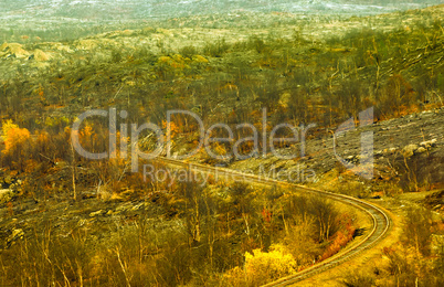 autumn scenery and railroad.