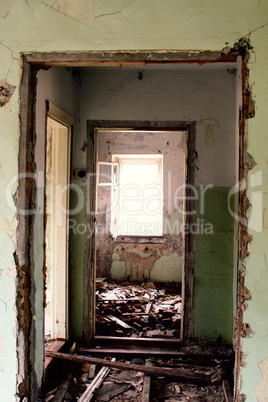 ruins of an old house with window light