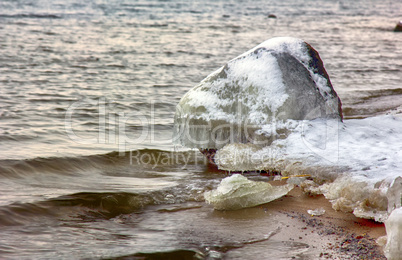 frozen coast sea in winter