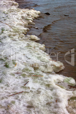 frozen coast sea in winter